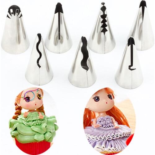 7Pcs/Set Russian Nozzles Pastry Puff Skirt Icing Piping Nozzles Pastry Decorating Tips Cake Cupcake Decorator Tool