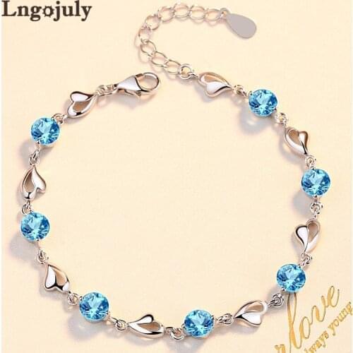 Shine Bracelet 925 Sterling Silver Bracelets Rhinestone Love Shape Zircon Jewelry Charm Wedding Bracelets Gift For Women Girl