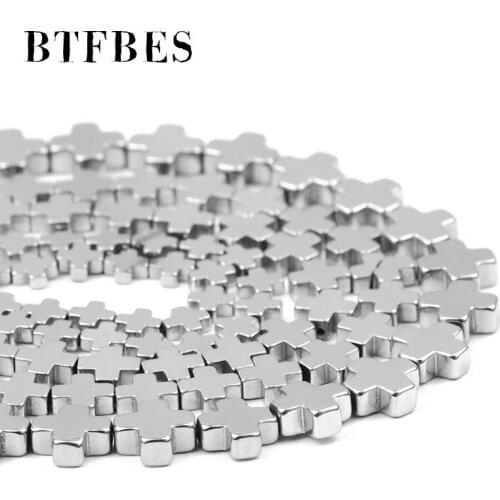 Hematite Natural Stone 6/8/10mm Charm Silvers Cross Loose Beads For Jewelry Making Accessories Wholesale Diy Bracelet Findings