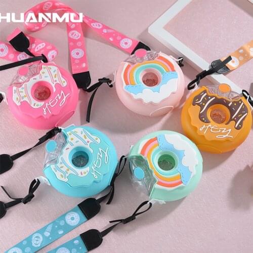 New Cute Cartoo Donuts Water Bottle Kids Creative Silicone Portable children cup with Straw student Water Bottles Gift BPA Fres