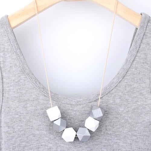 1Pc Claasic Geometric Wooden Beads Necklaces Wax String Cord Ethnic For Women Girls Party Gift Coller Diy Jewelry Supplies