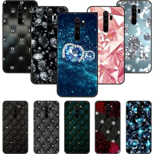 Phone Case For Xiaomi Redmi Note 8 8T 7 7A 9 9S 8A 4 5 Pro Black Cover Coque Soft Shell Fashion Bumper Luxury Diamond Pattern
