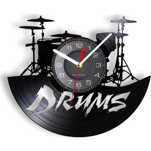 Electric Drums Artwork Vintage Wall Clock Music Room Decor Drum Set Retro Clock Timepiece Silent Quartz Wall Watch Drummer Gift