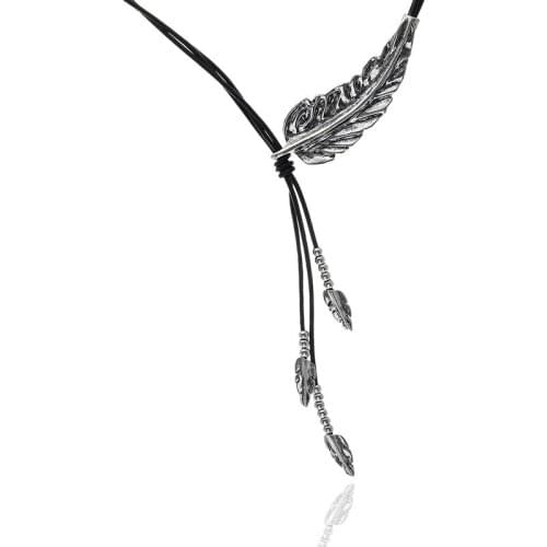 ELOYHI Women Simplicity Leaves Wing Choker Leather Rope Necklace Geometric For Women Trendy Neckalce&Pendants Gift