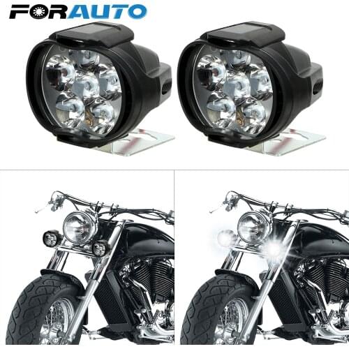 FORAUTO 1 Pair 9-85V 6 LED Motorcycle Headlight LED Scooters Spotlight Super Bright Motorbike Fog Lamp 1200LM Working Spot Light
