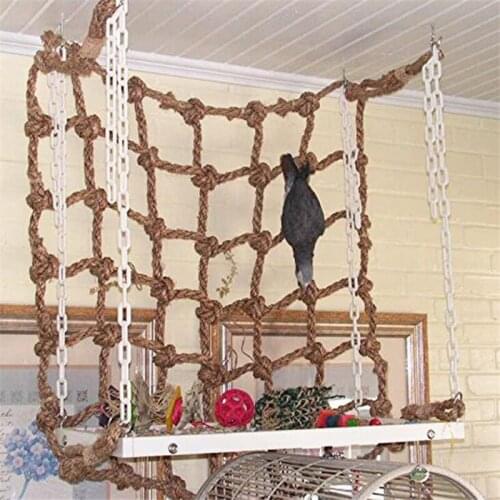 Bird Toys Bird Climbing Net Hemp Rope Parrot Hanging Rope Net Swing Play Rope Ladder Chew Toy Play Gym Toys