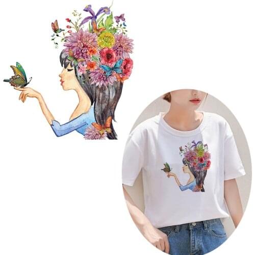 Kawaii Anime Heat Transfer Girl Unicorn Patch Iron On Transfer For Clothing Whale Stripes Thermal Stickers On Clothes Diy Badg