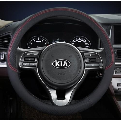Leather Car Steering Wheel Cover for Kia Picanto Sorento Forte Cerato Rio Soul K2 K3 Ceed Auto Accessories