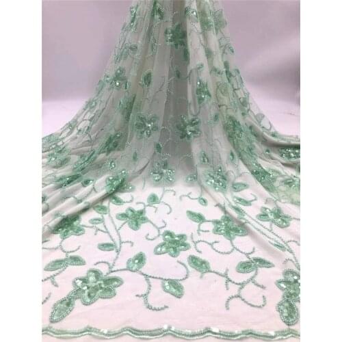 Good looking beaded Nigerian Embroidery Tulle French Lace 7JRB-91702 with flowers african French Lace Fabric