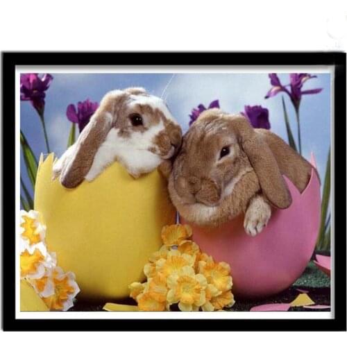 Quadrado completo redondo diamante bordado 5d diy pintura diamante coelho da páscoa kits de ponto cruz diamante mosaico Needlewo