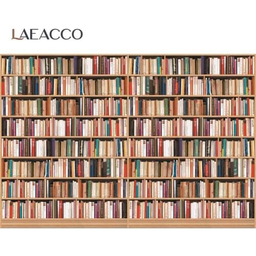 Laeacco Library Book Wood Shelf Back To School Study Child Baby Pattern Photographic Background Photography Backdrop Photostudio