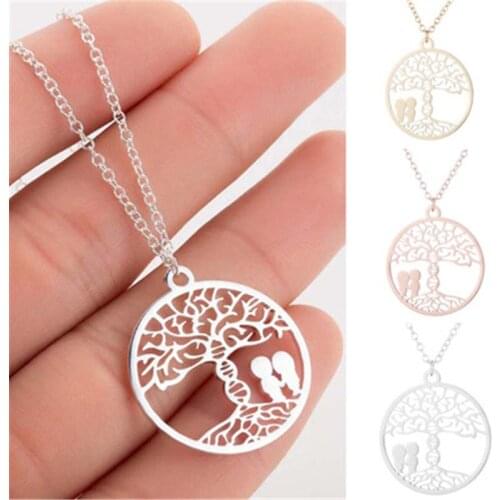 Hot Selling Tree of Life Necklace Hundred Years Good Couple Style Stainless Steel Pendant Necklace Hanging Chain Accessories