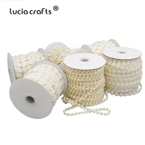 Lucia Crafts 2yards/Lot ABS Imitation Pearl Multi Styles Beads Chain Craft Decor DIY Accessories C0506