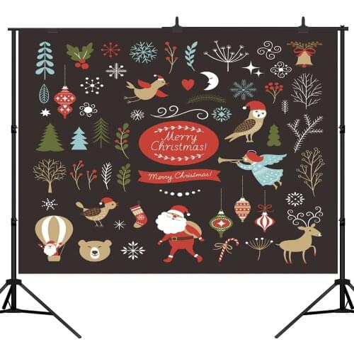Lyavshi Christmas photography backdrops Blackboard Printed Gift Boxes Snow Covered Pine Trees Kids Party Photo Background