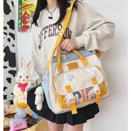 Japanese Harajuku Cute Backpack Women Multi-use Big Nylon Bag Crossbody Bags Women Tote Handbags Book Bag Satchels Shoulder Bag