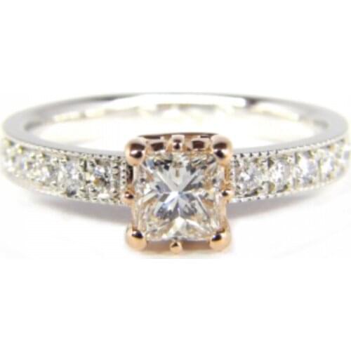 Fashion Jewelry Women Wedding Princess Cut White Zircon Gold Plated Engagement Rings