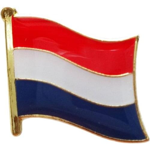 Netherlands Country flag metal badge pin+Iron plated brass+paints+epoxy+butterfly back button Free shipping(350 pcs/lot)