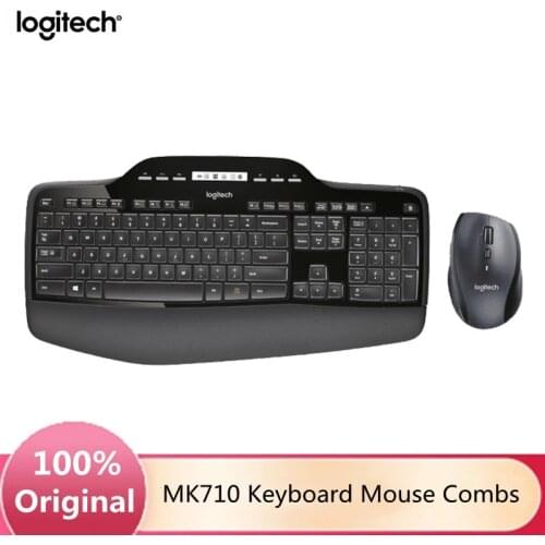 New Logitech MK710 Wireless Keyboard Mouse Combs Set 2.4GHz Ergonomic Optical Mice LCD Control Panel for PC Game and Working
