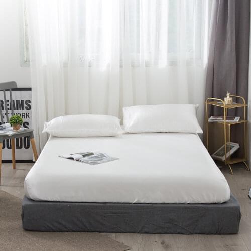 Solid Colored Mattress Cover Simulation Silk Mattress Protection Cover Anti Bed Bugs Mites Elastic Beds Pad Twin Queen King Size