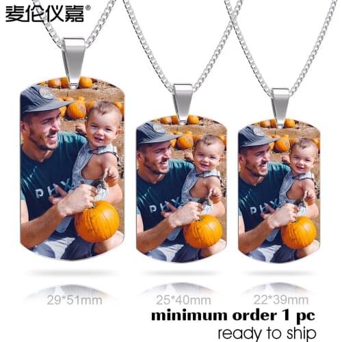 Personalized Dog Tag Men Necklace Custom Photo Name Text ID Pendant Army Nameplate Father Male Gifts TO MY SON