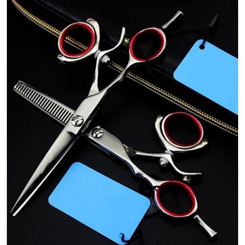 Professional Left handed japan 440c 5.5 inch fly Rotate hair scissors cutting barber makas thinning shears hairdressing scissors