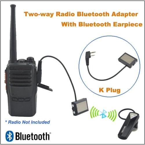 Walkie Talkie Two-way Radio Bluetooth Adapter K Plug W/ Bluetooth Earpiece for Baofeng UV-5R,Puxing PX-888K,TYT,WOUXUN Radio