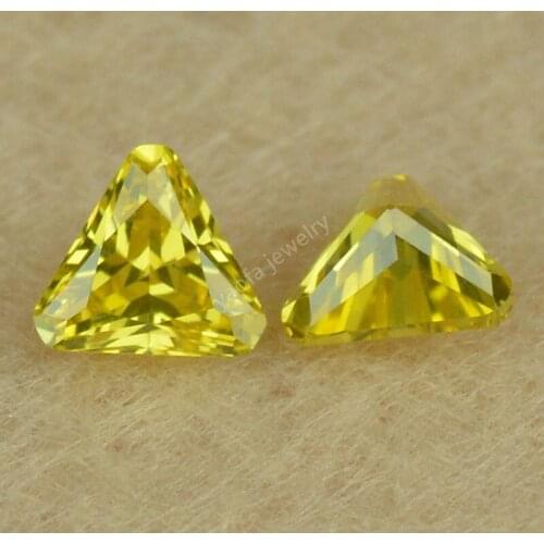 Sale 4x4~12x12mm 5A Golden Yellow Triangle Chamfered Coner Cut Lab Created Cubic Zirconia Stone Loose CZ Gems For Jewelry