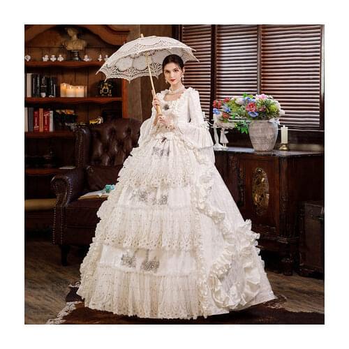 Luxury flare sleeve ruffled rococo ball gown Renaissance Gown queen Victorian/Marie Antoinette Belle