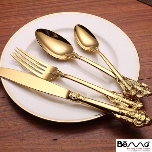 Christmas Luxury gold Deluxe Western christmas, knife, steak, gold, christmas, model room hotel Steel Flatware