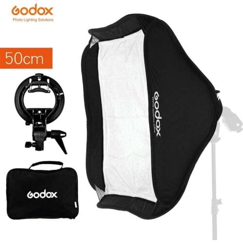 Godox 50 x 50cm 20" * 20" Softbox Diffuser + S-type Bracket Bowens Holder for Studio Photo Speedlite Flash Light