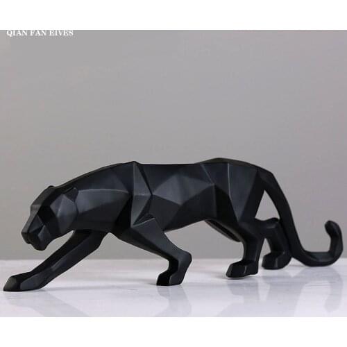 Modern geometric abstract leopard statue, resin modern art sculpture,Wild animal home decoration crafts，free delivery