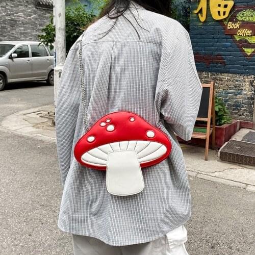 Women bags new fashion handbag PU female purse Pure color Fashion chain contrast stitching mushroom shoulder bag