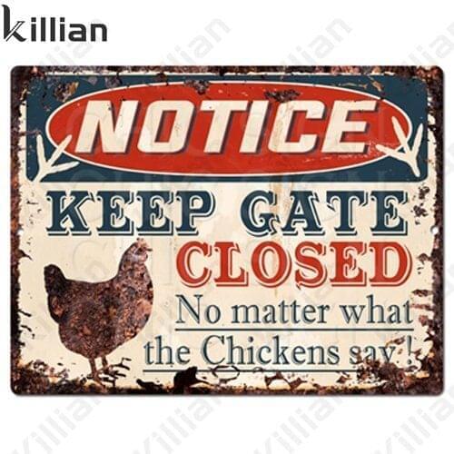 Vintage Metal Plaque Farm Animal Metal Painting Warning Text Metal Poster Plate Bar Club Kitchen Farmhouse Wall Metal Decoration