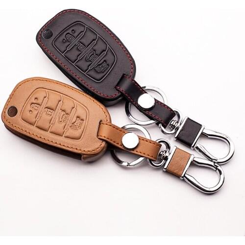 High quali Car Leather 4 key for Hyundai IX35 IX25 I10 I20 Sotaque Elantra IX35 IX45 leather car remote key case protect shell