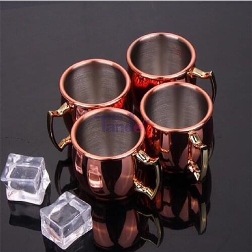 Shot Moscow Mule Mug Set Cocktail Mini 2-Ounce Whiskey Espresso Wine Mugs Copper Plated Cocktail Shot Mugs Set Beer Coffee Cups