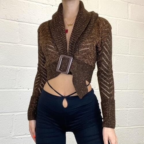 GACVGA Fashion Knitted Sweaters 2021 Autumn Winter Clothes Women Cardigan Y2K Sweater Long Sleeve Slim Streetwear Crop Tops Traf