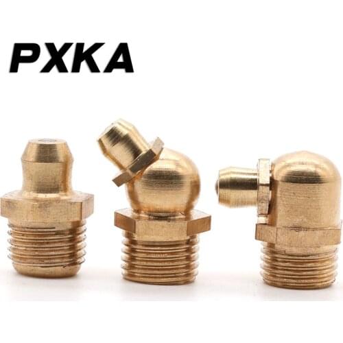 10 PCS Pure copper grease nozzle, nozzle through grease gun head M4M5M6M8M10M12M14M16 straight head 45 degrees 90 degrees