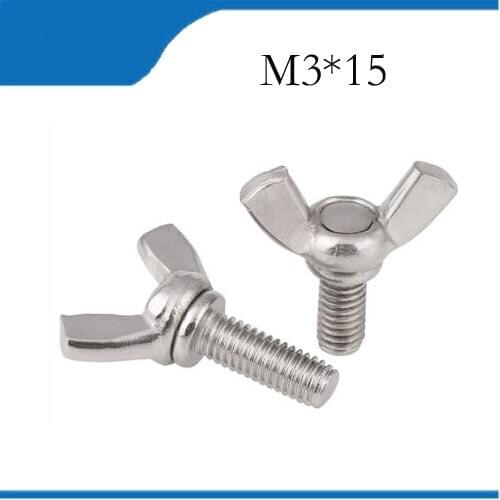10 Pieces M3 x 15mm 304 Stainless Steel Wing Bolt Butterfly Screw Bolt