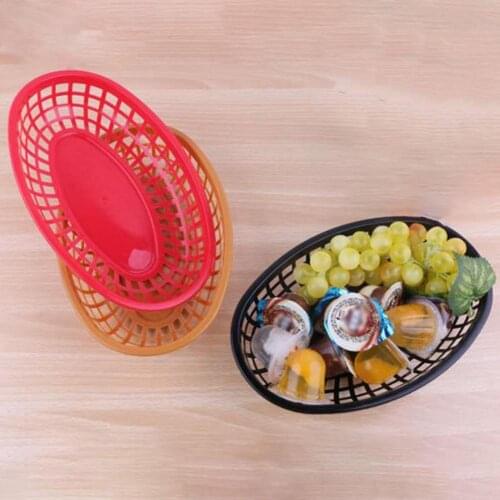 12Pcs Storage Basket Hollow Design Tableware Plastic Bread Fast Food Snack Plate for Home