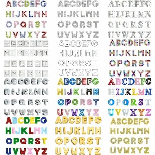 1300pcs/Lot Slide Letter Charms For Bracelets 8mm Crystal Alphabet A-Z DIY Accessories Wristband Keychain Necklace Pet Collar