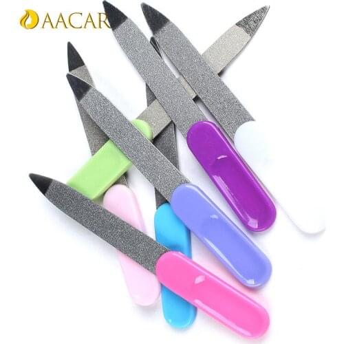 Stainless Steel Double Side Nail Files Pro Manicure Pedicure Tool For Nail Art Random Color 2PCS 9cm