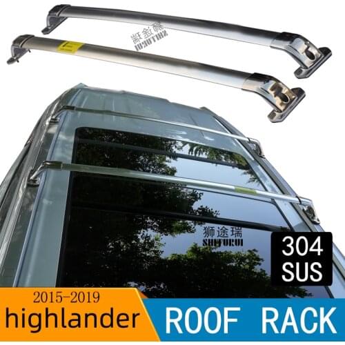 2Pcs Roof bars For TOYOTA KLUGER highlander 2015-2020 stainless steel Aluminum Alloy Side Bars Cross Rails Roof Rack Luggage
