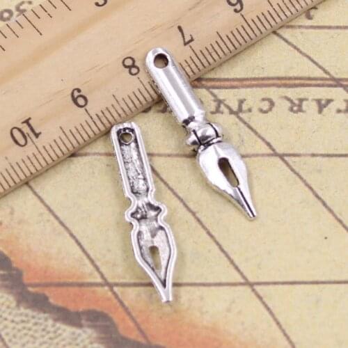 30pcs Charms vintage ink pen nib 32x7mm Antique Bronze Silver Color Pendants Making DIY Handmade Tibetan Finding Jewelry