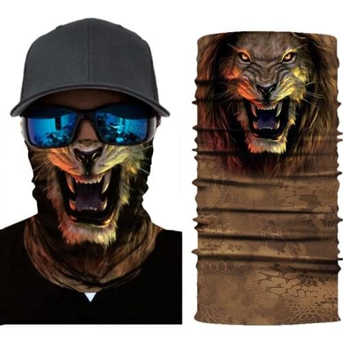3D Animal Print Seamless Magic Men Scarf Dust-proof Neck Gaiter Warmer Face Cover Scarf Headwear Outdoor Bicycle 2021