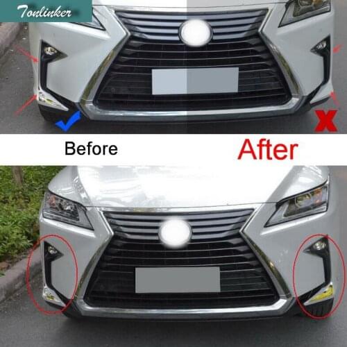 Tonlinker 4PCS Car Styling ABS Chrome Front Fog Eyebrow Light Car Cover Case Stickers for Lexus RX200t 350 450h 2016 Accessories