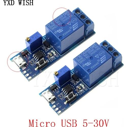 5PCS 5V-30V Micro USB Power Adjustable Delay Relay Timer Control Module Trigger Delay Switch 5V 12V 30V NE555