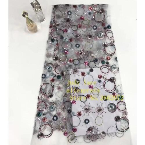 5yards/bag 3 colors embroidery sequined circle pattern mesh fabric new fabric used for wedding dress fashion stage ST86