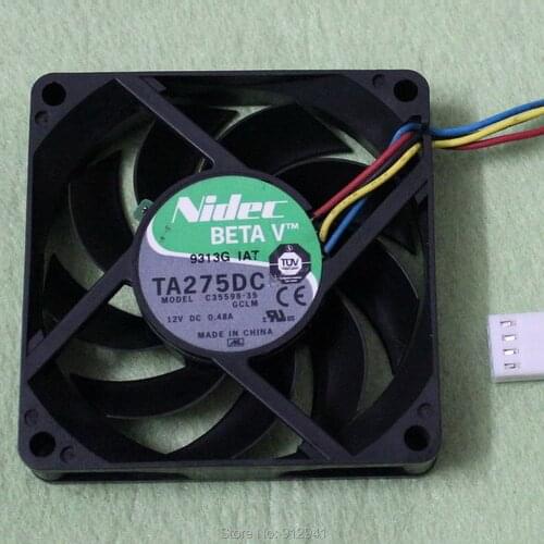 B165 Nidec TA275DC BETA V 7015 70mm x 70mm x 15mm PWM Cooler Cooling Fan DC 12V 0.48A 4Wire 4Pin Connector