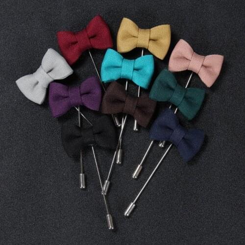 Free shipping , 20 pcs/lot , Cotton Twill Lapel Bowtie Pin, Mens Boutonniere Lapel Pin, Suit Accesories