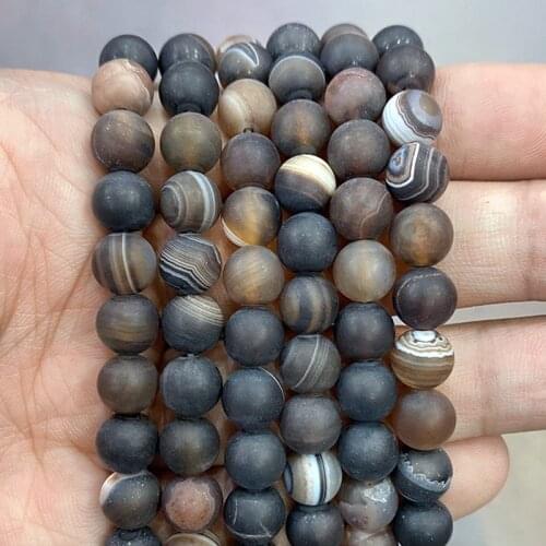 Natural Matte Stripe Brown Agates Banded Lace Onyx Beads 15" Strand 4 6 8 10 12 14MM Diy Bracelet Necklace for Jewelry Findings